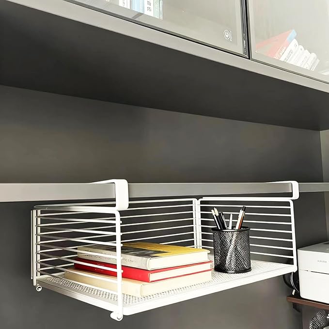 Under Shelf Storage Basket, Metal Wire Slide -in Under Cabinet Organizer