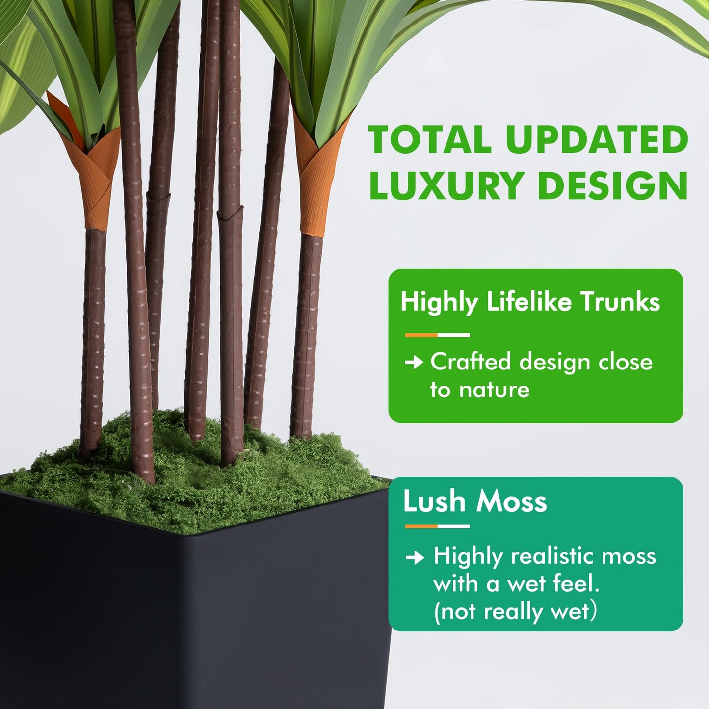 Artificial Dracaena Tree 5FT, Fake Plants with Black Tall Planter - Fake Tree Tall Faux Plants Indoor Floor Plant with Moss - Artificial Plants Indoor for Office Living Room Home Decor