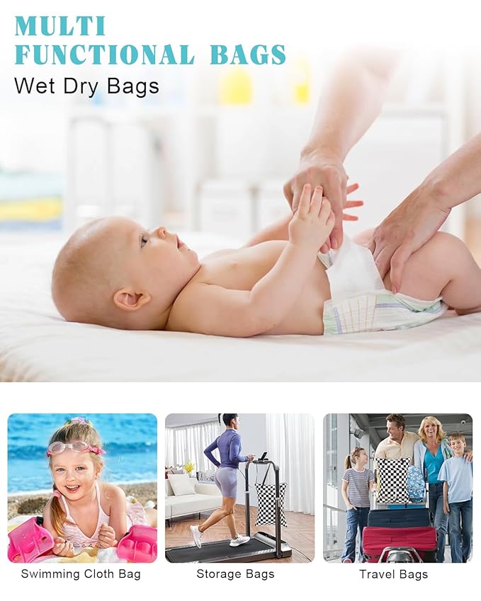 ALVABABY 2 Pack Large Wet Dry Bag Waterproof Hanging Cloth Diaper