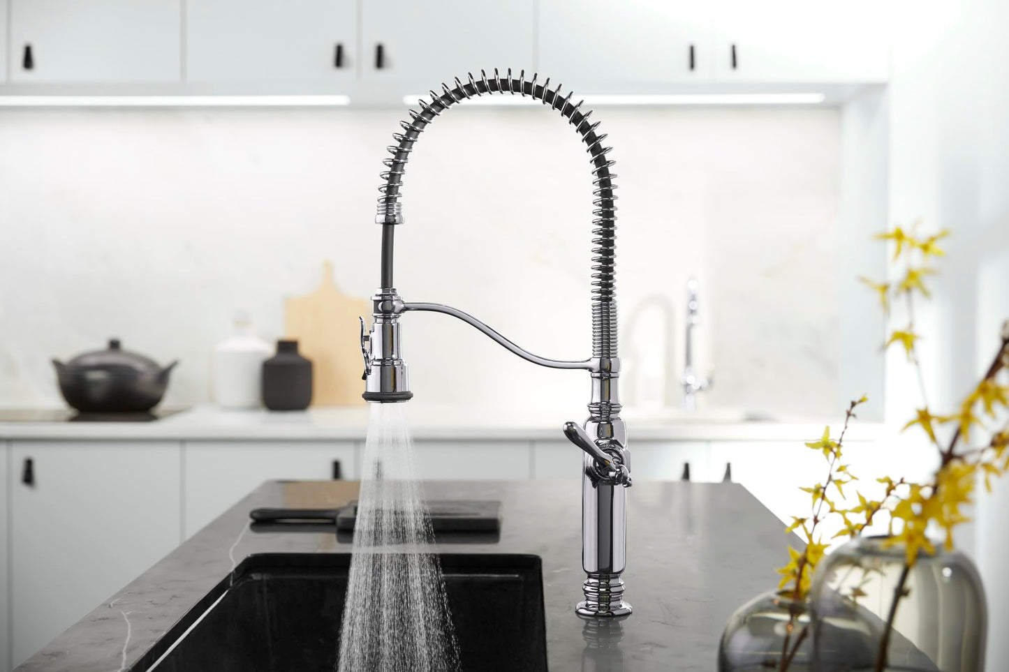 KOHLER Tournant Semi-Professional Pull-Down Kitchen Sink Faucet, Commercial Kitchen Faucet with Pull Down Sprayer, 77515-CP, Polished Chrome