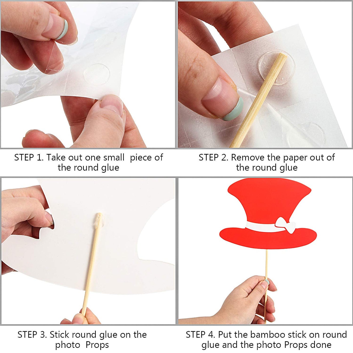 Gejoy 60 Pieces Photo Booth Props DIY Kit Graduation Funny Selfie Props Accessories for Wedding Prom Party Supplies Favors with Mustache on a Stick, Hats, Glasses, Mouth, Bowler, Bowties