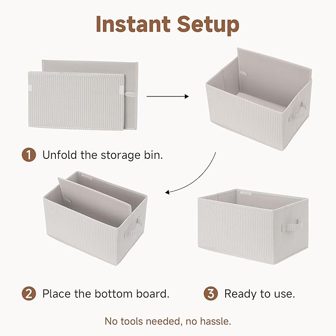 StorageWorks Foldable Shelf Organizer Bins, Closet Storage Baskets