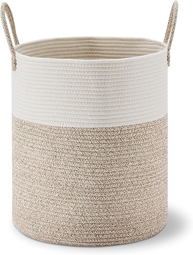 VIPOSCO Large Laundry Hamper, Tall Woven Rope Storage Basket