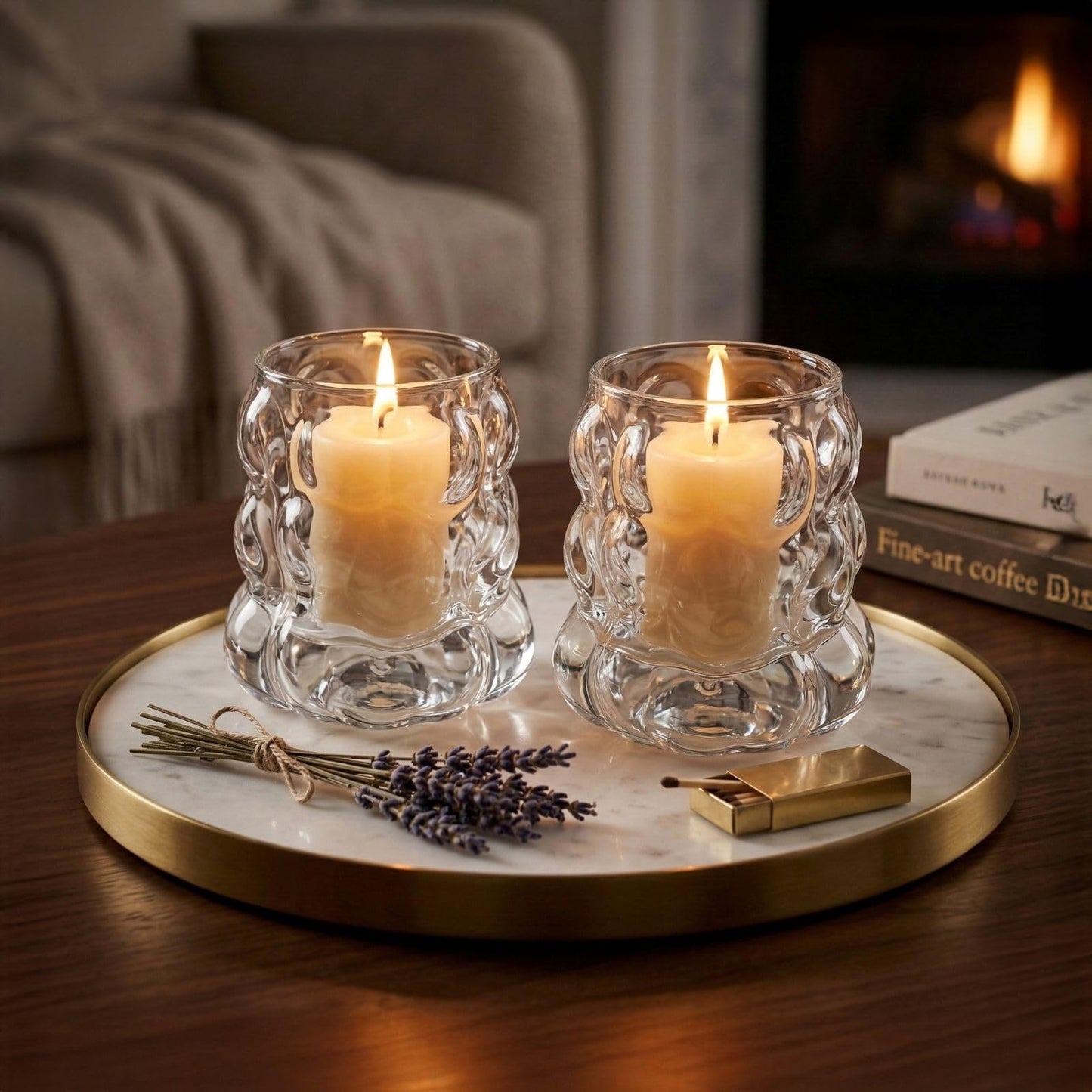 2PCS Crystal Bubble Glass Candle Holders: Votive Tealight Candle Holders