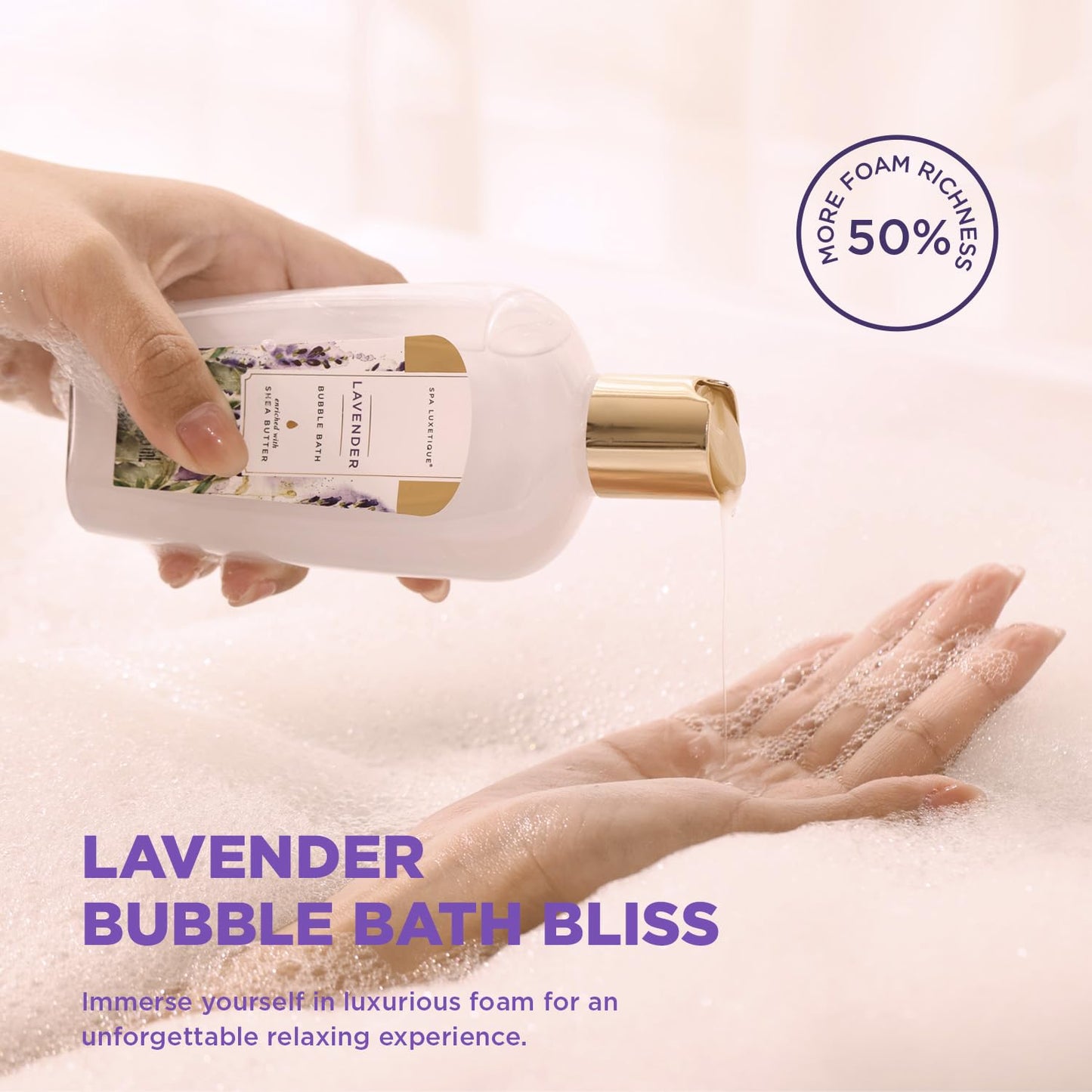 Spa Luxetique Gift Baskets for Women - 15PCS Lavender Bath and Body Sets, Including Shower Gel, Bubble Bath, Skin Care Sets for Her, Anniversary Christmas Gifts for Women, Wife, Girlfriend, Mom