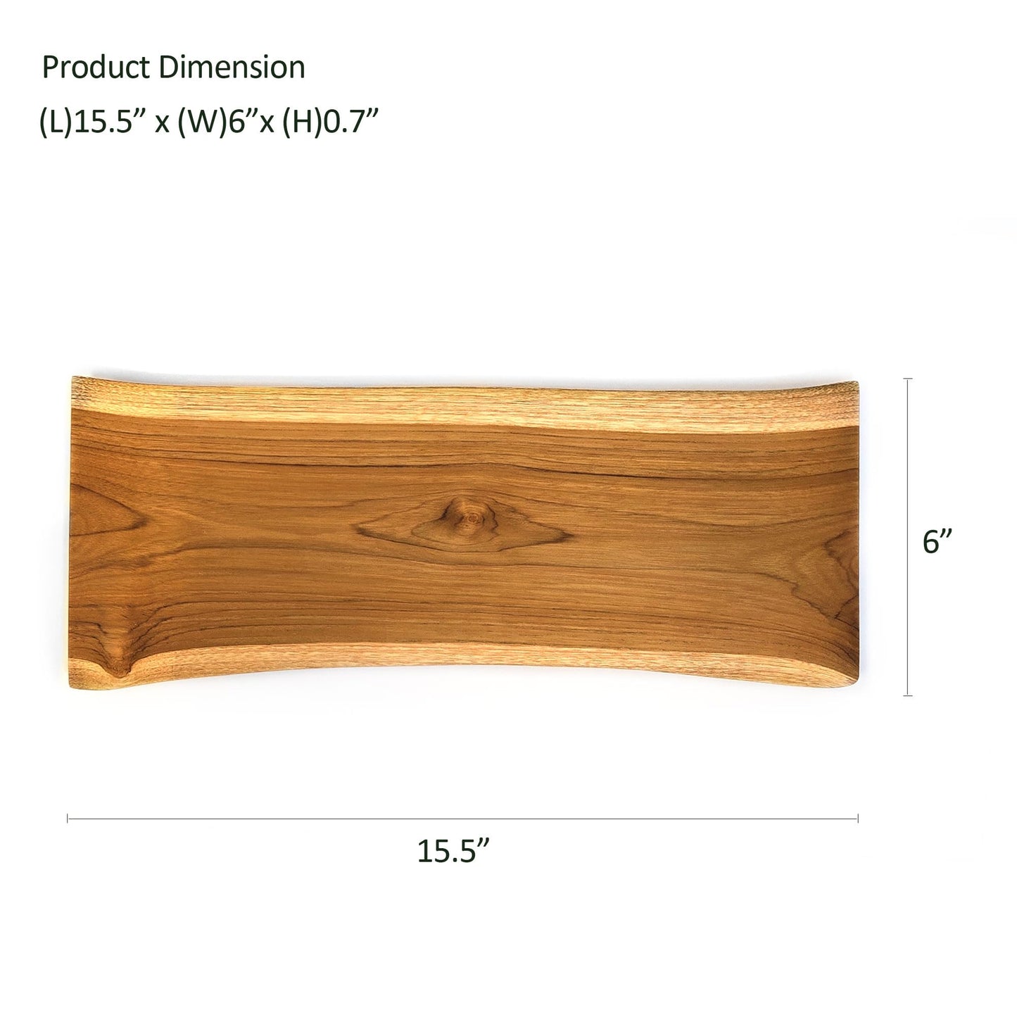TREE FORK Teak Wood Sushi Serving Plate Tray, FSC-Certified Hand Carved Natural Wooden Platter for Appetizere Charcuterie Bread Cheese Salad Dessert, No Glue Whole Piece, Housewarming Gift (Small)