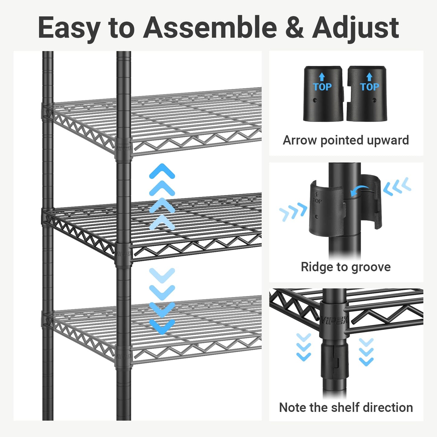 VIPEK S20 Clothes Rack with Heavy Duty Shoe Shelves (25° tilt angle), 850lbs Freestanding Metal Clothing Rack with 10-Tiers Shelves, Adjustable and Removable, Space Saving Closet Organizer, Black
