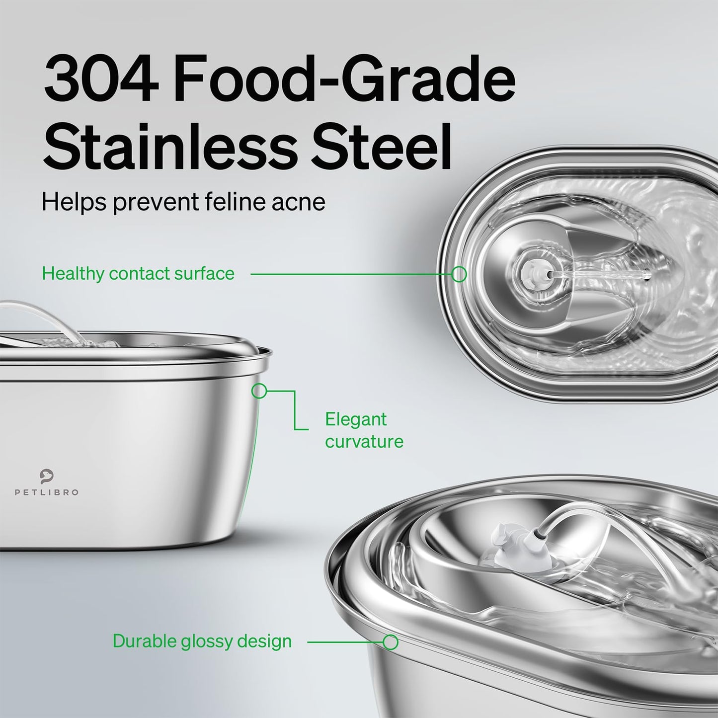 PETLIBRO Stainless Steel Cat Water Fountain, 101oz/3L Pet Water Fountain for Cats Inside, Food-Grade Dog Water Fountain, Automatic Water Dispenser with 4 Filters & 4 Sponges