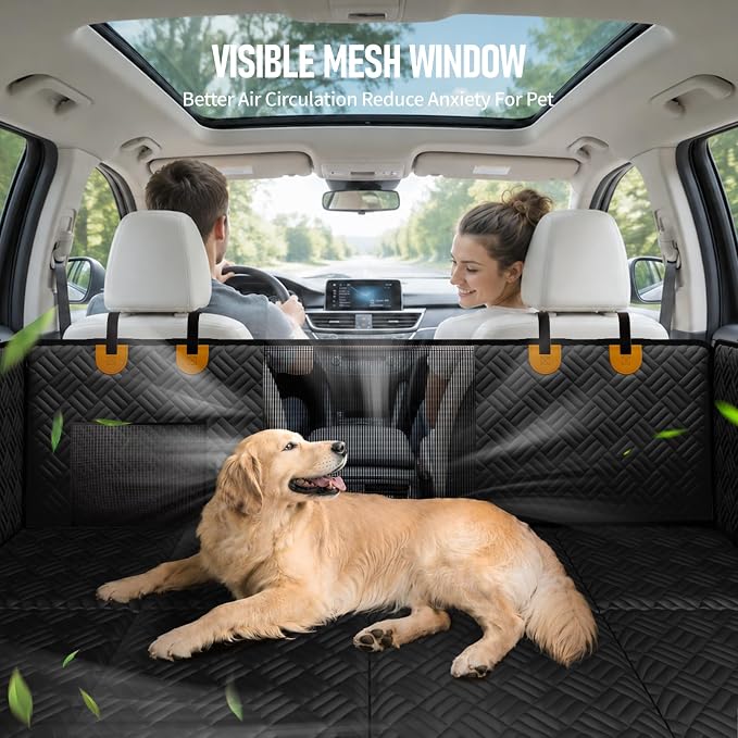 PROZAR Dog Car Seat Cover for Back Seat, Hard Bottom Back Seat Extender, Back Seat Pet Cover for Dogs - Supports 400lbs, Waterproof Heavy Duty Scratch Dog Hammock for Midsize SUVs & Trucks, 56in