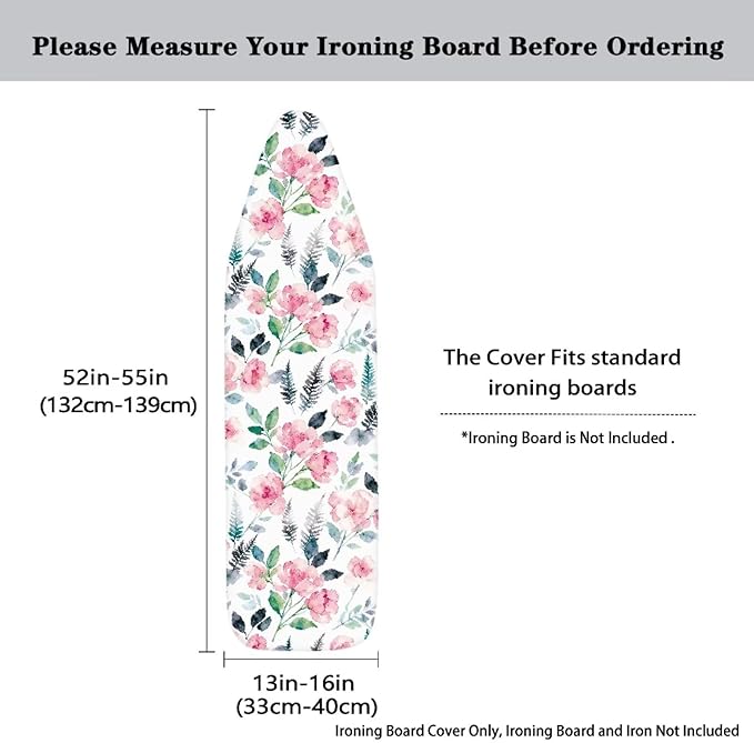 Wild Flower Ironing Board Cover, Iron Board Cover Non-Slip Thick Ironing Board