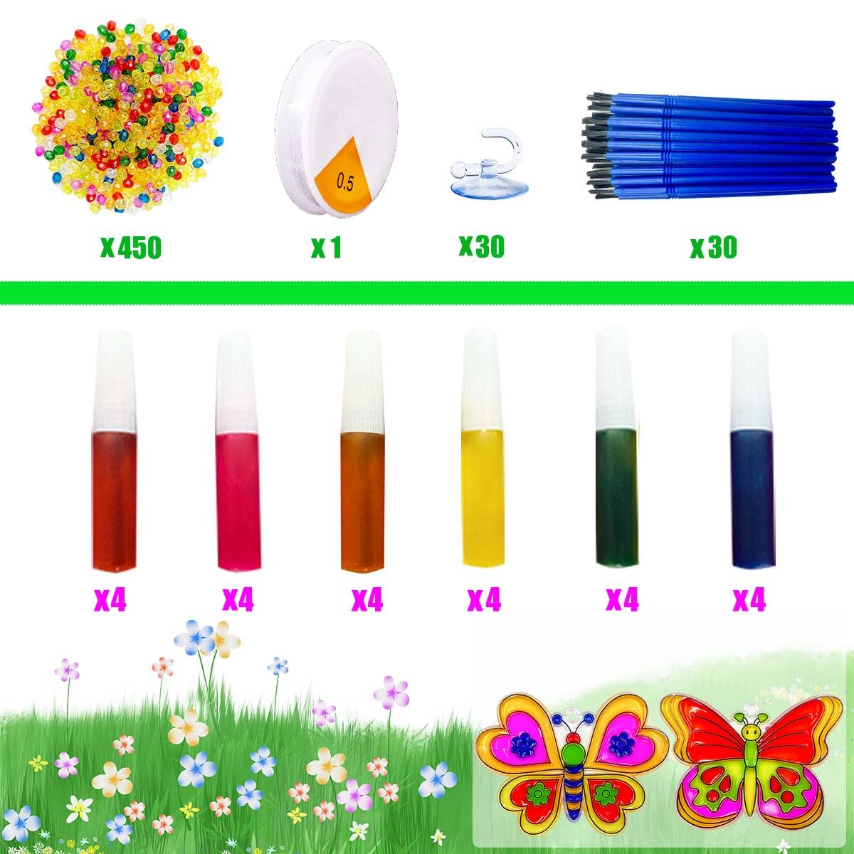 30 Sets Suncatcher Kit Butterfly Suncatchers Window Art Paint Sun Catcher DIY Craft Kits Butterfly Suncatcher Kit for Outdoor Spring Summer Decoration Home Activity Art Project Birthday Party Favors