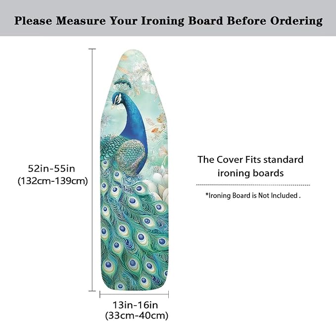Peacock Thick Padding Ironing Board Covers Durable Stain Resistant Hook and