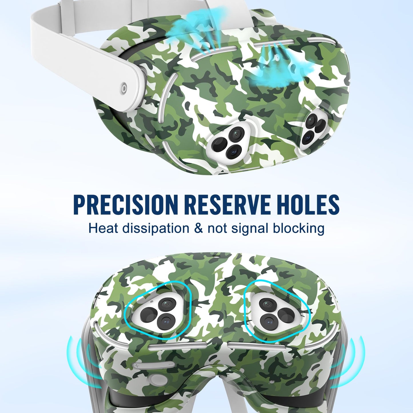Silicone Cover Set Compatible with Meta Quest 3S Accessories, VR Protector Face Cover, Controller Grips, Front Shell Headset and Lens Protective for Oculus/Meta Quest 3s Accessories(Camouflage Green)