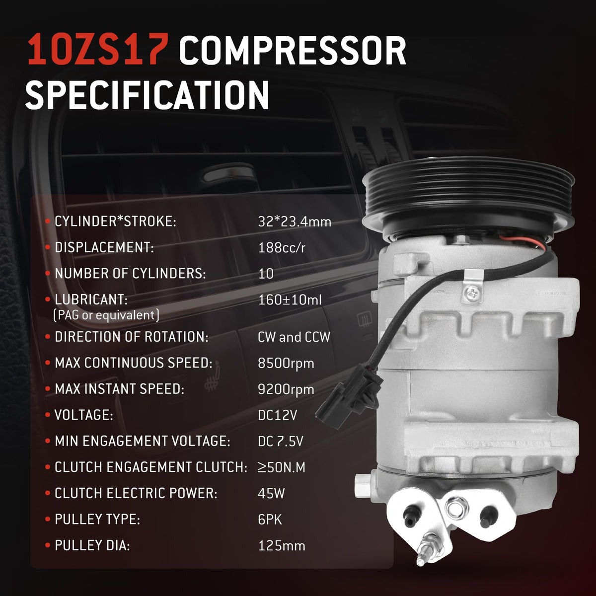 HYR AC Compressor with Clutch Fit for Nissan Rogue 2.5L 2008-2013, Rogue Select 2.5L 2014-2015, Replace# CO 11200C 97490 92600JM01C Air Conditioning Compressor