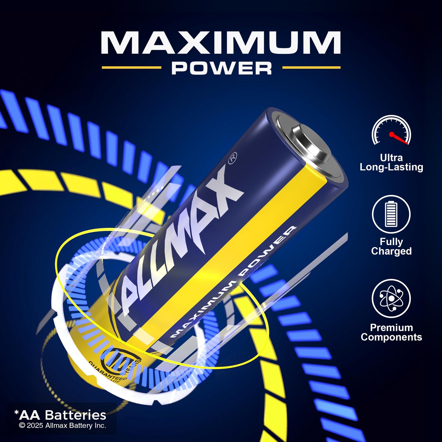 Allmax AA (LR6) Maximum Power Alkaline Double A Batteries (48 Count) – Ultra Long-Lasting, Leakproof Design, 10-Year Shelf Life, Maximum Performance (1.5V)