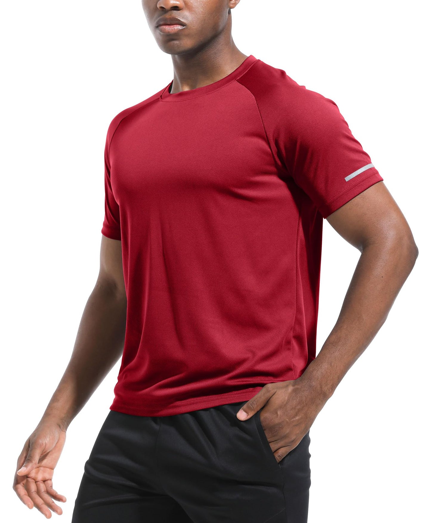 Boyzn 5 Pack Workout Running Shirts for Men, UPF 50+ Sun Protection Athletic T-Shirts, Dry Fit Breathable Moisture Wicking T-Shirts, Sports Gym Workout Short Sleeve Crew Neck Shirts for Men 5P07-L