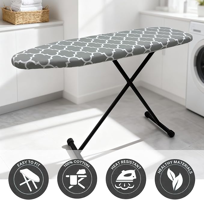 Ironing Board Cover and Pad, Sewn-in Thick Feltpads, Elastic Edge, Fits