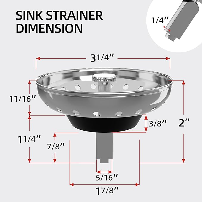 Kitchen Sink Strainer 2 Pack Drain Stopper Combo Basket Replacement