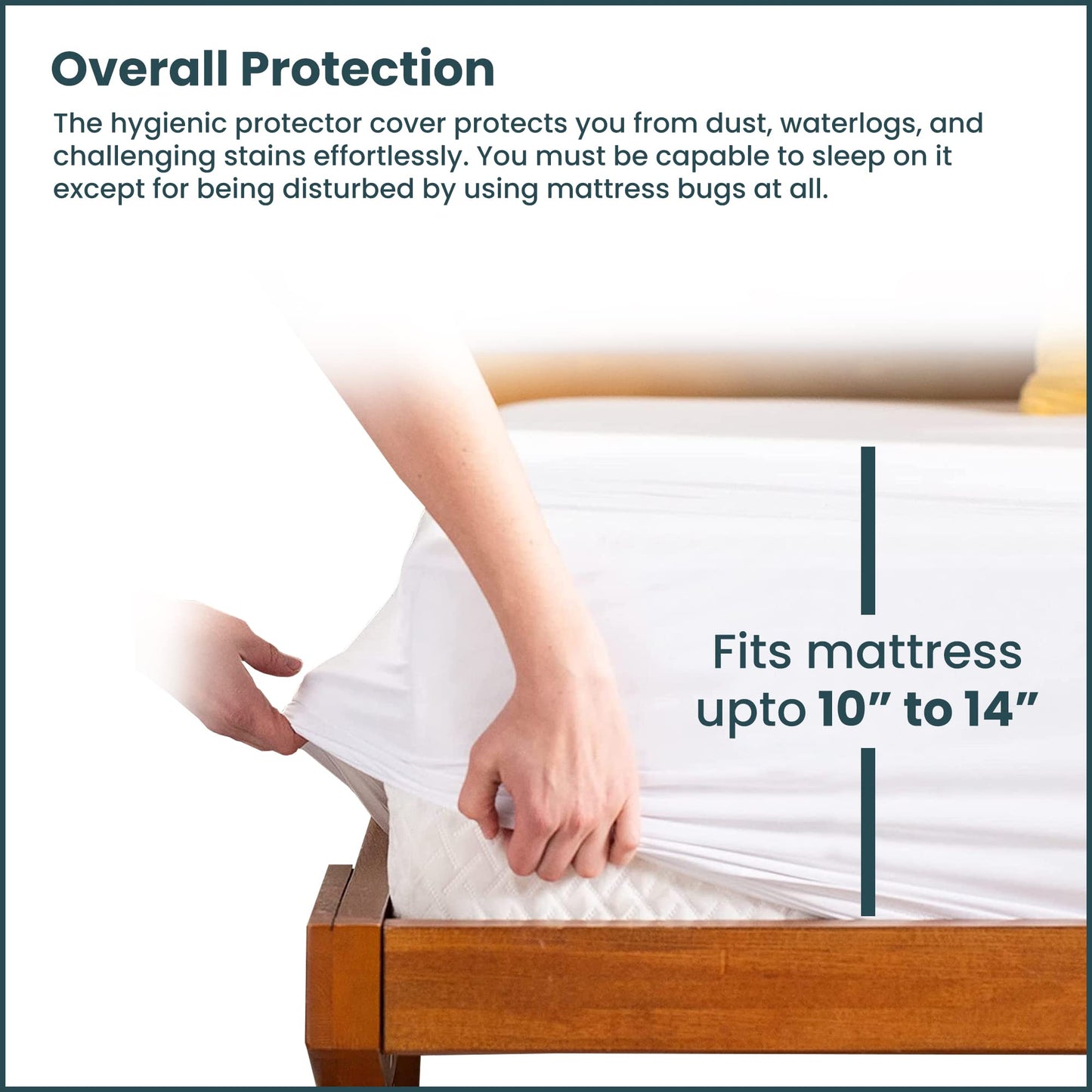 Treaton, 10 to 14 Inch Ultra Soft-Premium Zippered Mattress Protector Cover, Water Resistant, Breathable and noiseless, Twin, White