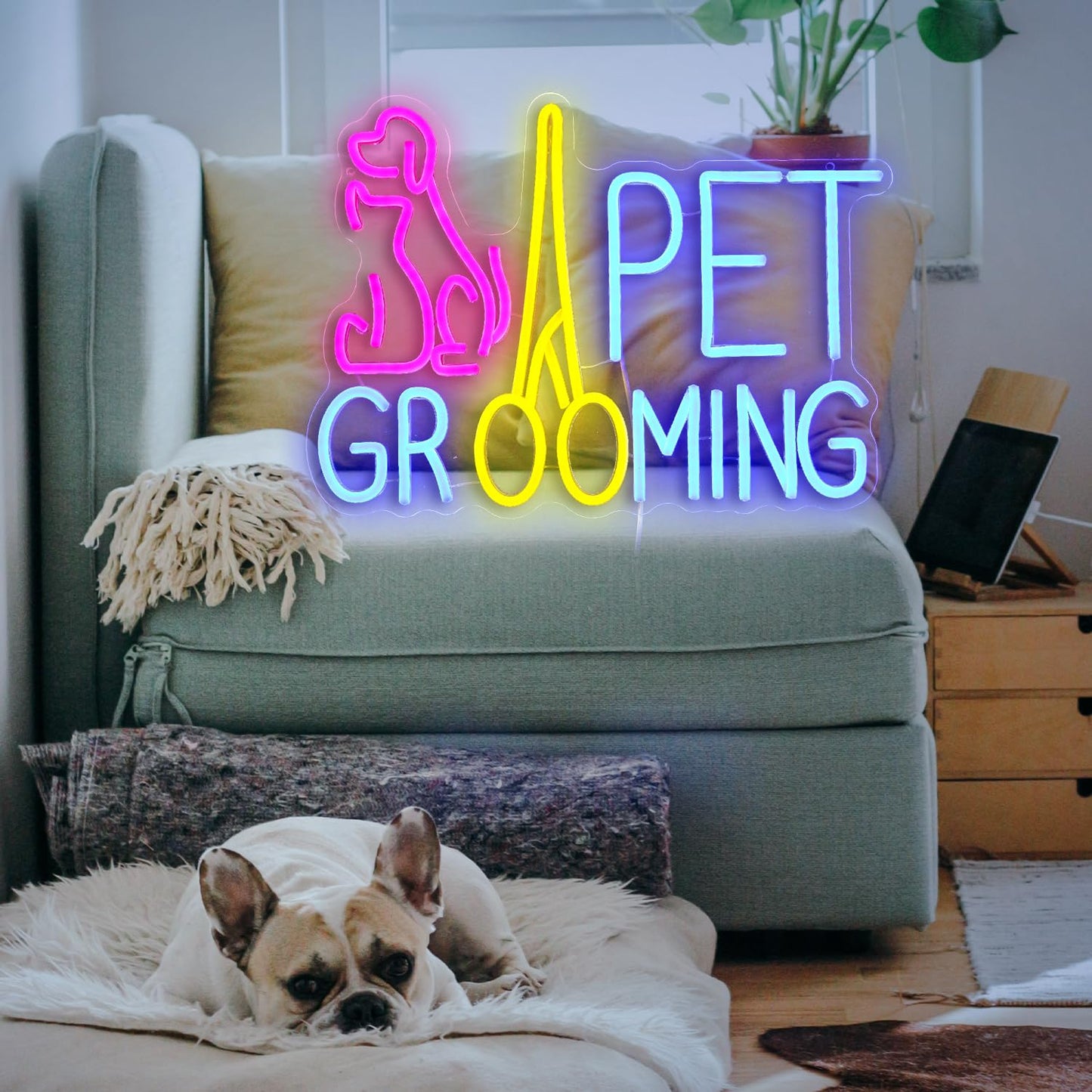 Pet Grooming Neon Sign Dimmable LED Pink Cat Dog Animal Neon Light for Wall Decor Pet Light Up Sign Powered by USB for Pet Shop Hoom Decor Boys Girls Gift (16.7"*12")