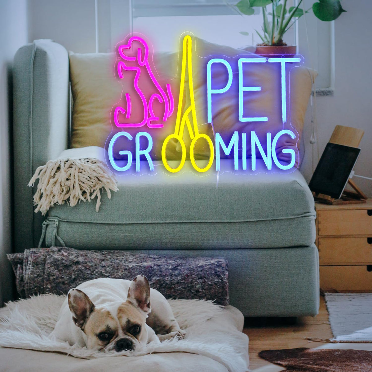 Pet Grooming Neon Sign Dimmable LED Pink Cat Dog Animal Neon Light for Wall Decor Pet Light Up Sign Powered by USB for Pet Shop Hoom Decor Boys Girls Gift (16.7"*12")