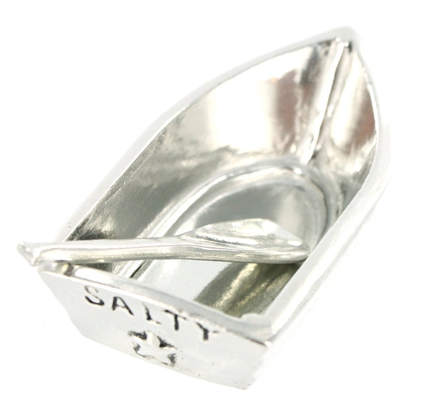 Basic Spirit Boat Salt Cellar with Spoon Handcrafted Pewter Home Lead-Free SD-19