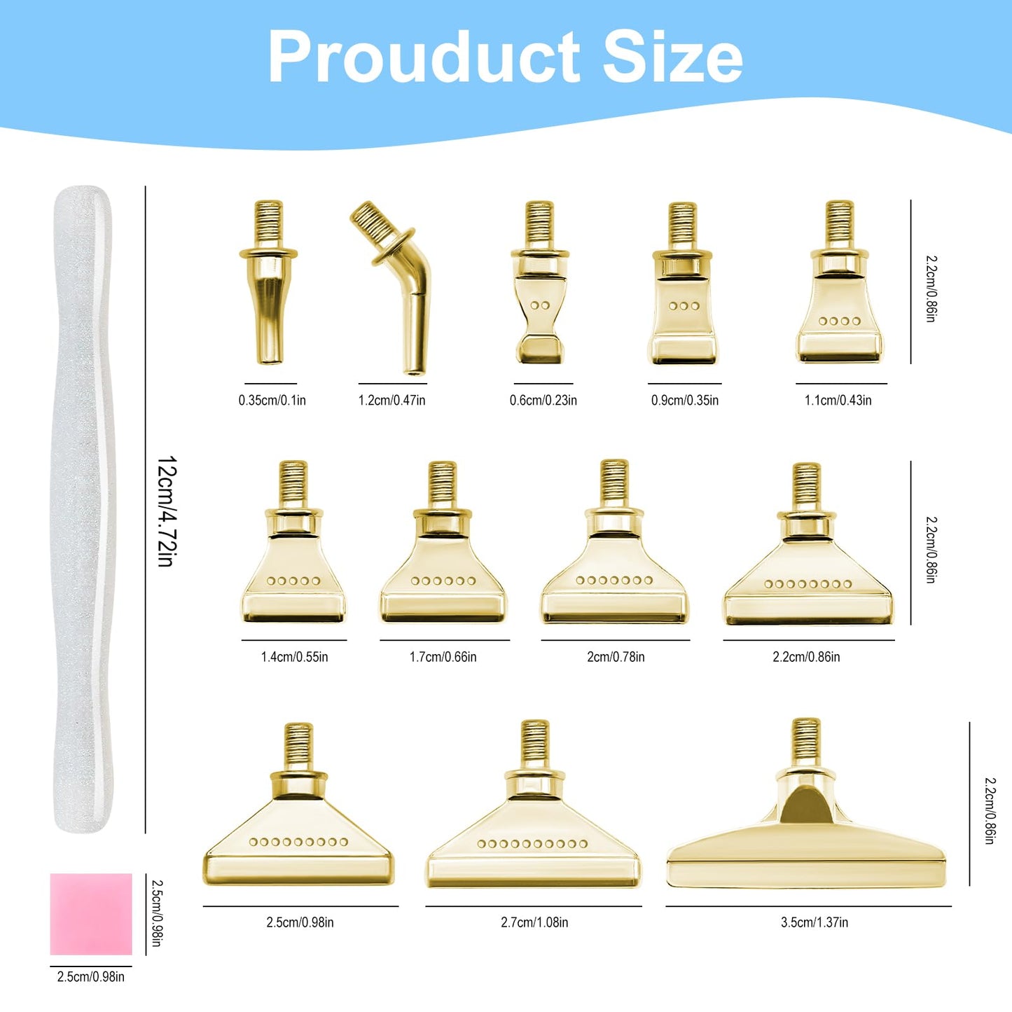 22PCS DIY Diamond Art Pen Painting Tool Set - Metal Threaded Tip Accessories Gem Resin Dotting Pen Supplies Kit (White Pen + 12 Tips + 9 Dotting Clay)
