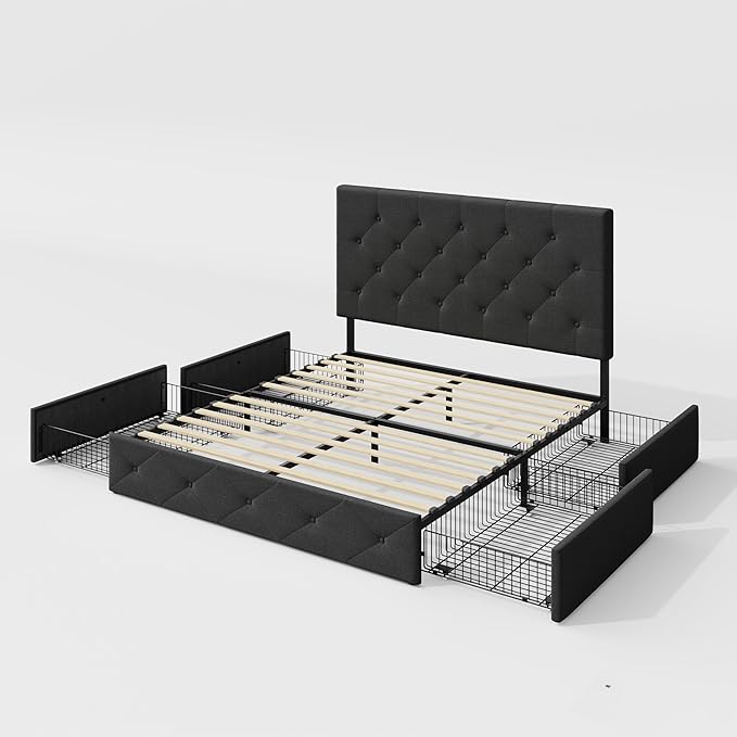 Allewie Upholstered Queen Size Platform Bed Frame