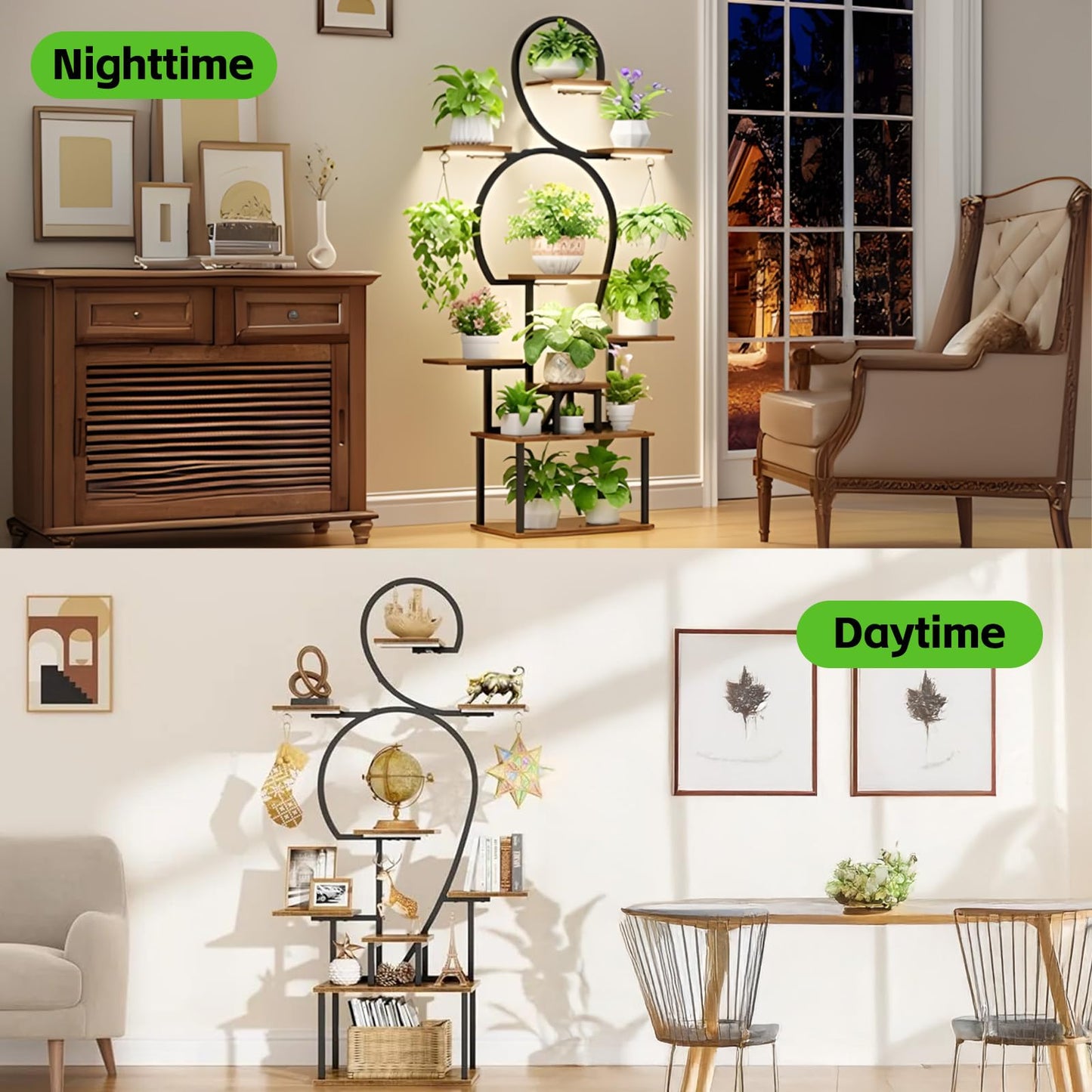 Rhncof Plant Stand Indoor with grow lights: 9 Tiered Large Plant Shelf with Lights, 64" Multi Tier Tall plant stand for indoor growing Llighted Corner Plant Rack