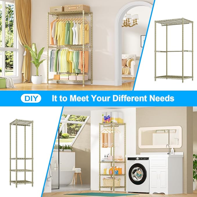 Ulif E10 Clothes Rack(With Stretchable Hanger Rod)Freestanding Clothing Racks