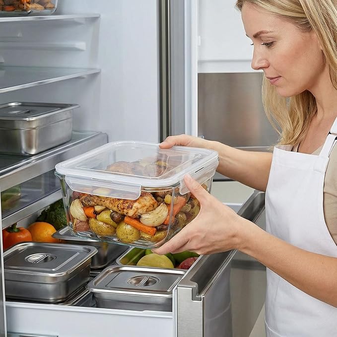 2 Pack Large Glass Food Storage Containers