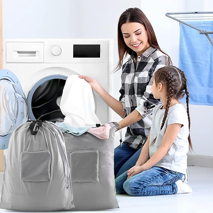 2 Pcs Travel Laundry Bags, JHX Dirty Clothes Organizer【Upgraded】with Handles