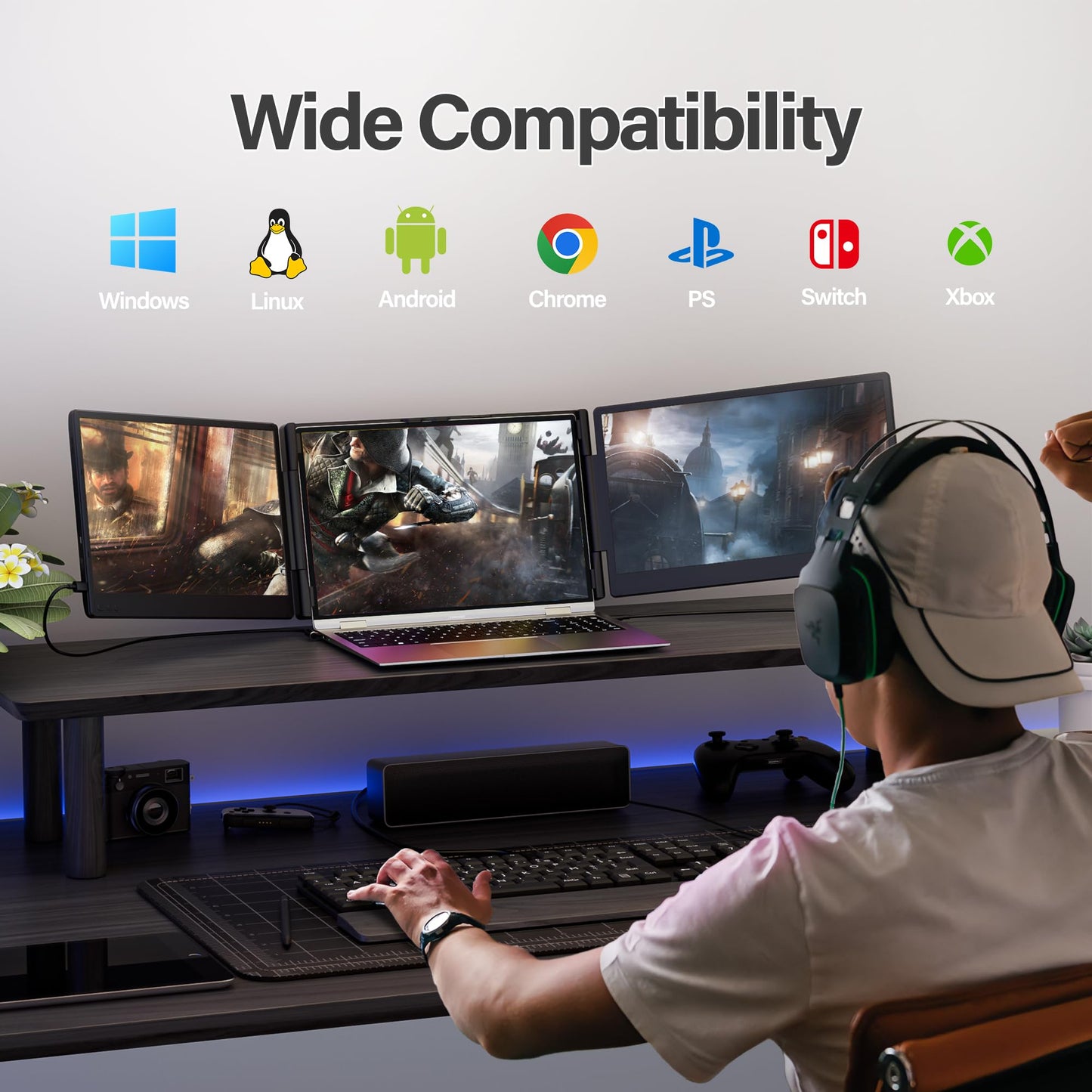 2025 New Upgraded Laptop Screen Extender Portable Monitor, 1080P FHD IPS Screen, Monitor Extender for Laptop, Fit for 13-17" Laptops, Plug & Play Compatiable with Windows/Mac/Android/Switch (14 inch)