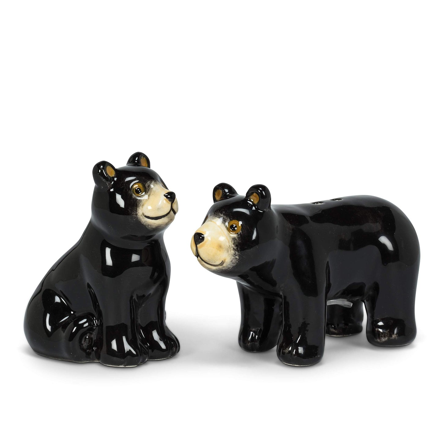 Abbott Collection Black Bear Salt & Pepper Shaker Set - Ceramic, Black (3.5 inches L)