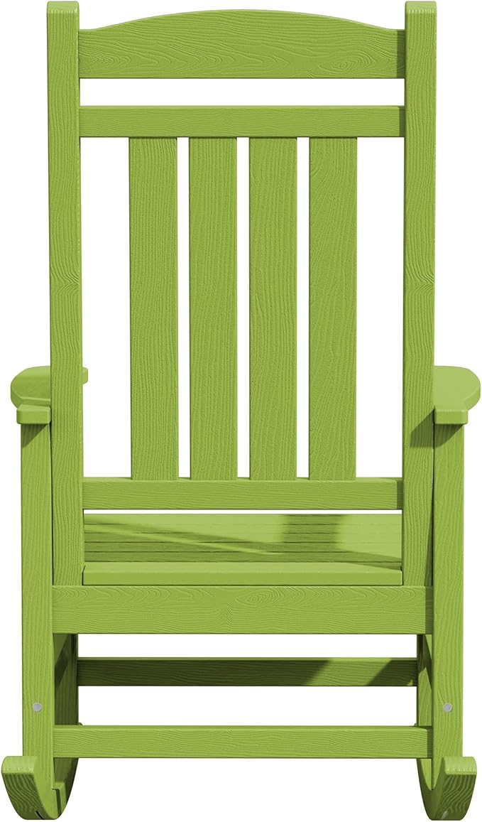 KINGYES HDPE Rocking Chairs Outdoor, Patio Rocking Chairs with 330lbs Support, Smooth Porch Rocker for Deck Lawn Yard, Pistachio Green