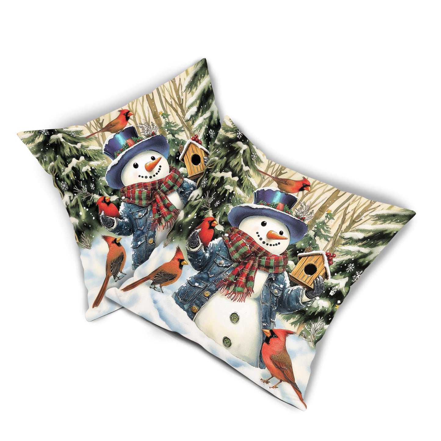 Barneova Christmas Pillow Covers 24x24 Inch Snowman Snowflake Decorative Outdoor Throw Pillow Covers Winter Pillow Cases Cotton Linen Cushion Covers for Couch Sofa Bed Home Winter Decor (Pack of 2)