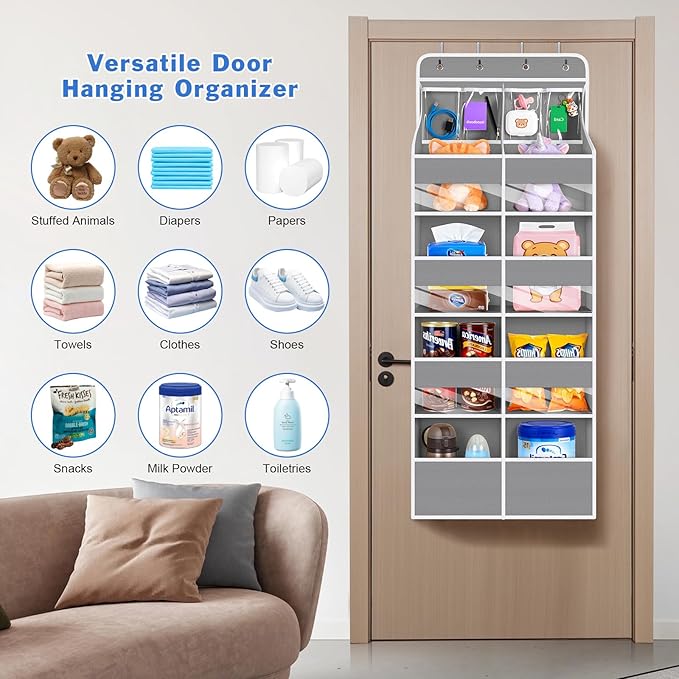 Univivi 5-Shelf Fabric Door Organizer Over Door Hanging Organizer