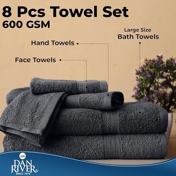 DAN RIVER 8 PC Luxury Bath Towels