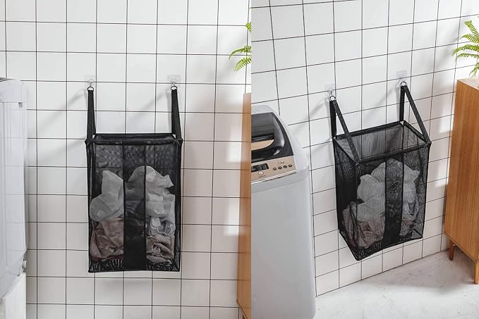 ALYER Wall Hanging Mesh Laundry Hamper, Poolside Toy Storage Baskets