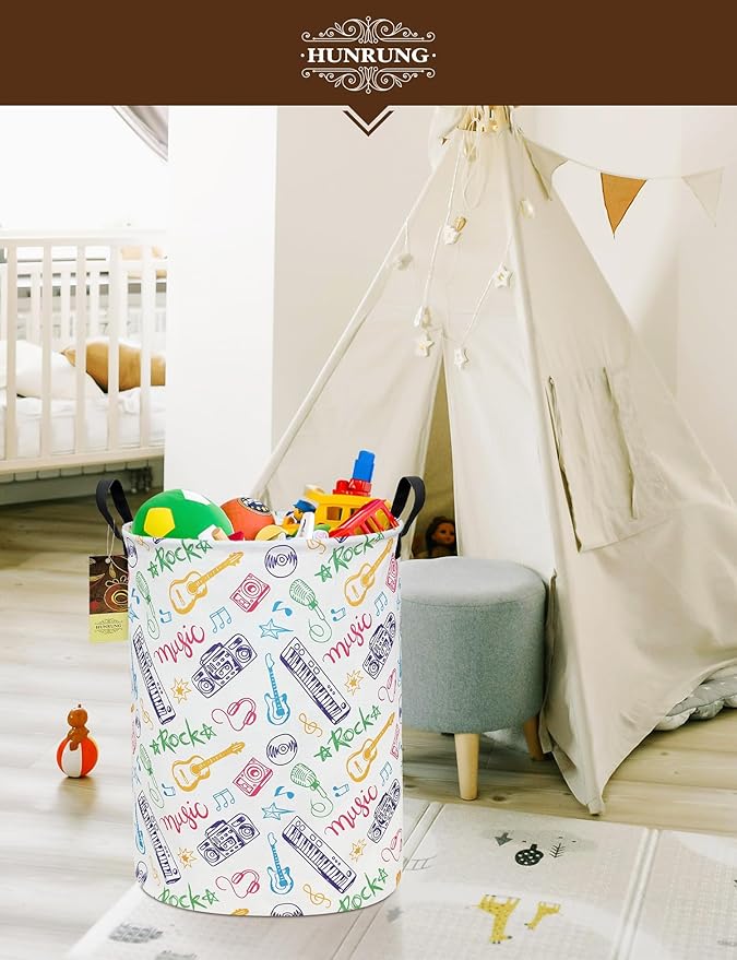 HUNRUNG Laundry Hamper, Large Canvas Fabric Lightweight Storage Basket Toy
