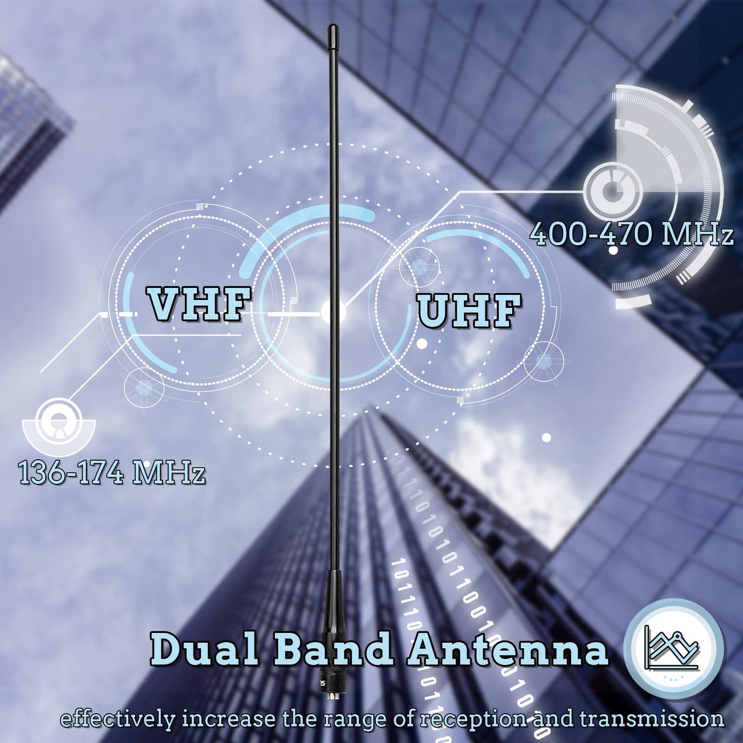 Retevis RHD771 Walkie Talkie Antenna, SMA-F, VHF UHF 144/430, Compatible with Baofeng GT5R UV-5R UV-5RE BF-888S eSynic UV-5R Retevis RT5R RA79 HD1 Quansheng UVK5 Radtel RT-470X (1 Pcs)