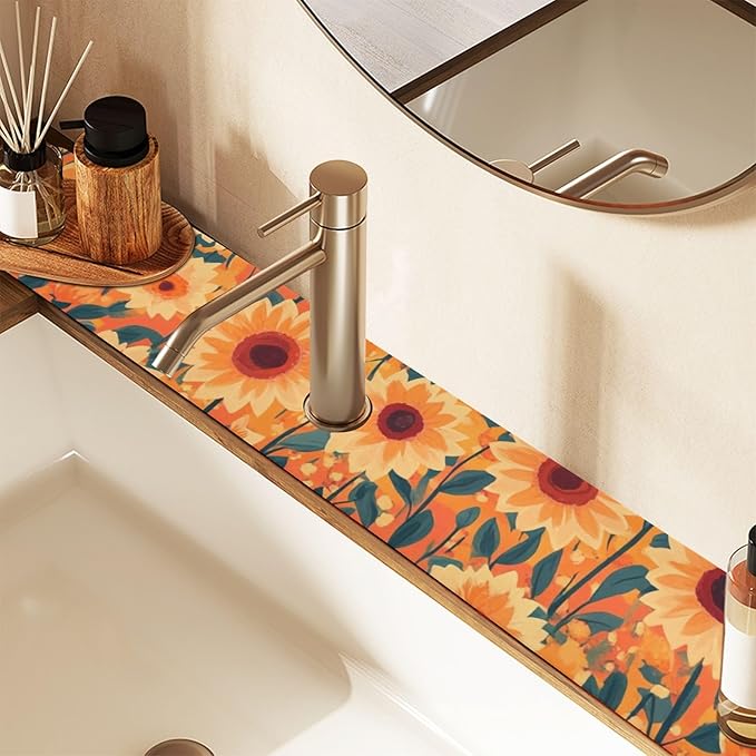 Kitchen Sink Splash Guard 2 PCS 14.7 Inch Sink Faucet Mat Splash Guard