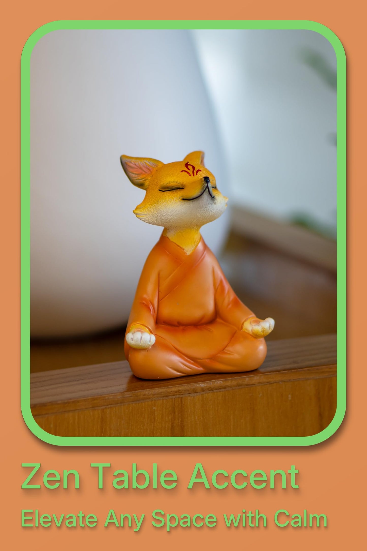 Fuzrea Zen Fox Figurine, Meditating Fox Buddha Statue for Home Decor, Living Room, Yoga & Meditation Accent, Shelf, Table, Desk Decor, Outdoor Garden Decor, Gifts for Women