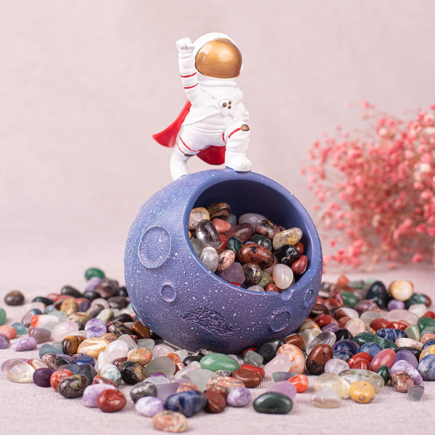 Polished Mixed Crystal Chips Set, 0.4 inches, 128 Pcs - Handpicked Tumbled Stones and Crystals Bulk for Healing, Reiki, Meditation, Witchcraft and Home Decor
