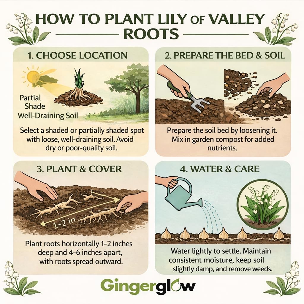 20 Lily of The Valley Plant Bare Roots, Hardy Perennial May Lily, Easy to Grow Fragrant Flower for Outdoor Gardens