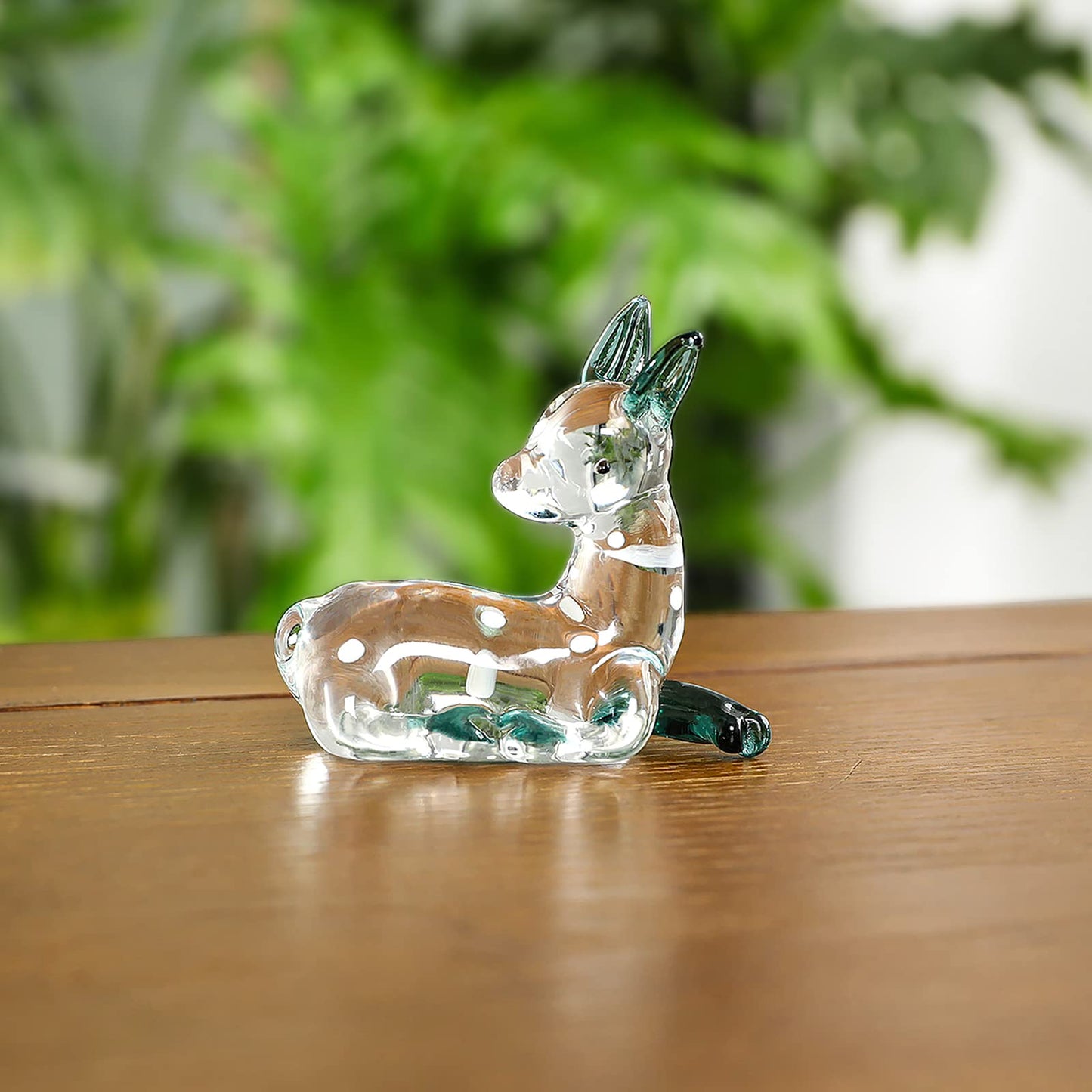 NaneTidy Reindeer Deer Figurine Glass Collection Ornament Statue Animal Collectible Christmas Decor Home Decor