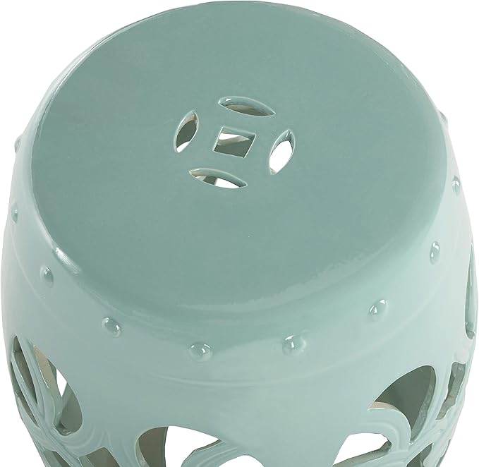 Safavieh Imperial Vine Ceramic Decorative Garden Stool, Light Blue