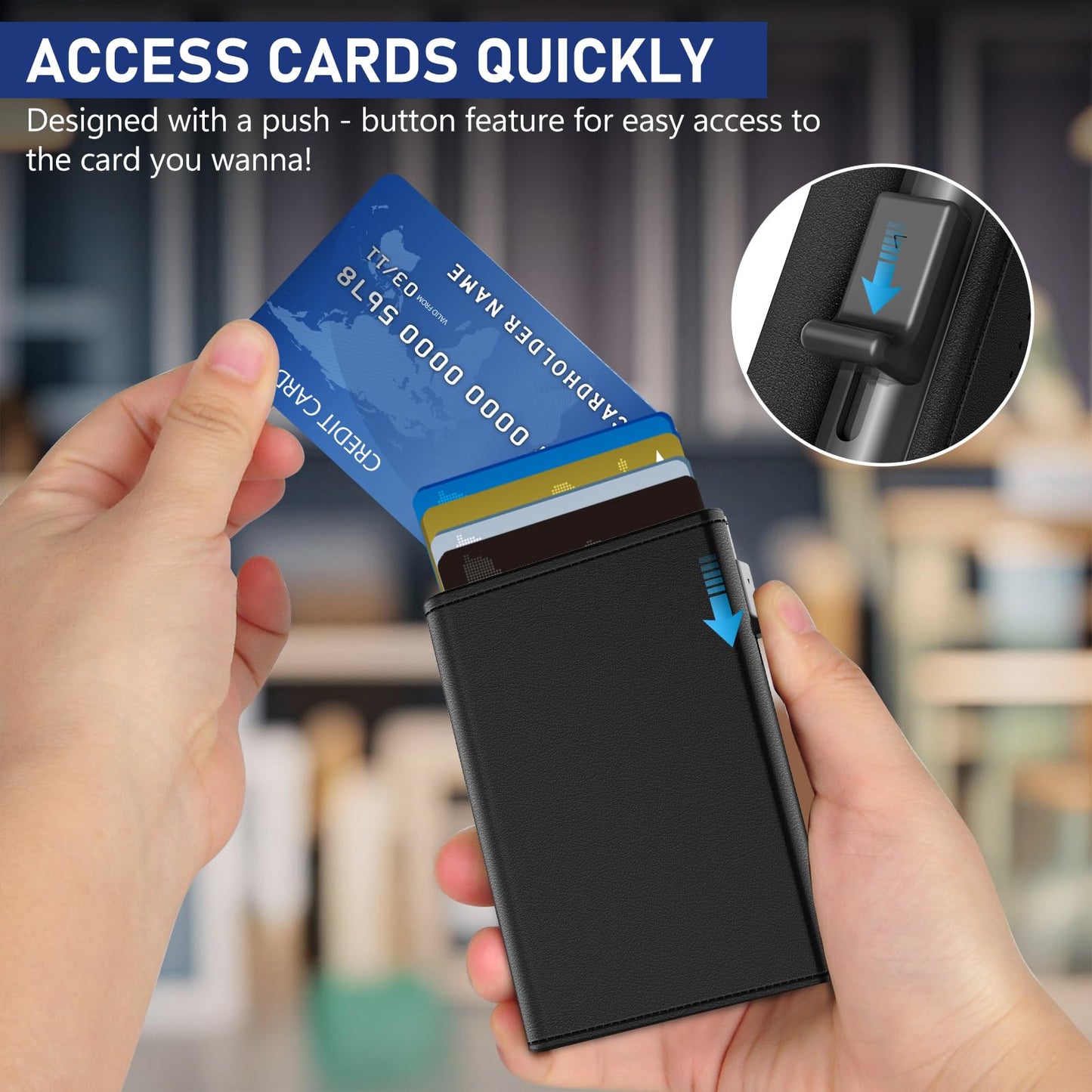 Mens Wallets, Slim Wallets for Men UK, RFID Blocking Aluminum Pop Up Card Case with Coin Pocket, Magnetic Closure & ID Window & Cash Slot, Smart Leather Card Holder Hold up to 11 Cards, Gift Box