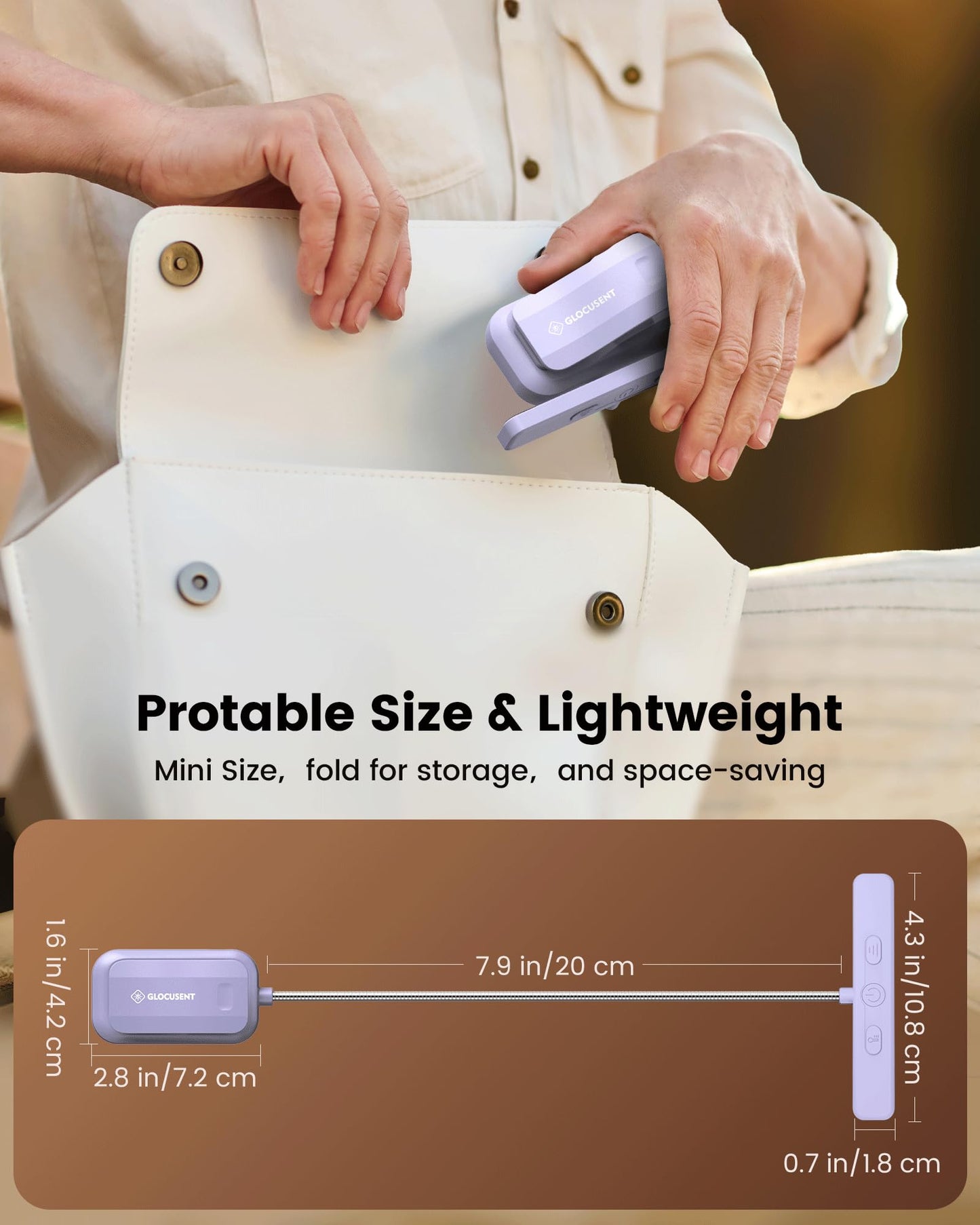Glocusent 26 LED Book Light, 1200 mAh 90 Hrs Lasting Rechargeable Reading Light, 5 Amber Colors & Stepless Dimming Book Reading Light - Portable Clip on Light for Book Lovers Kids