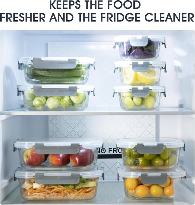 18 Pieces Glass Food Storage Containers